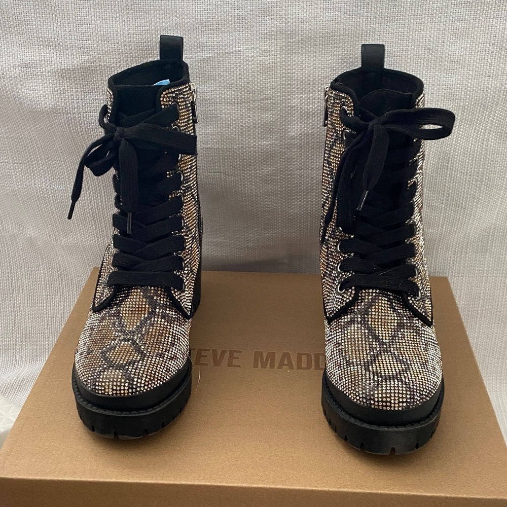 Steve Madden Snake Print Combat Boots